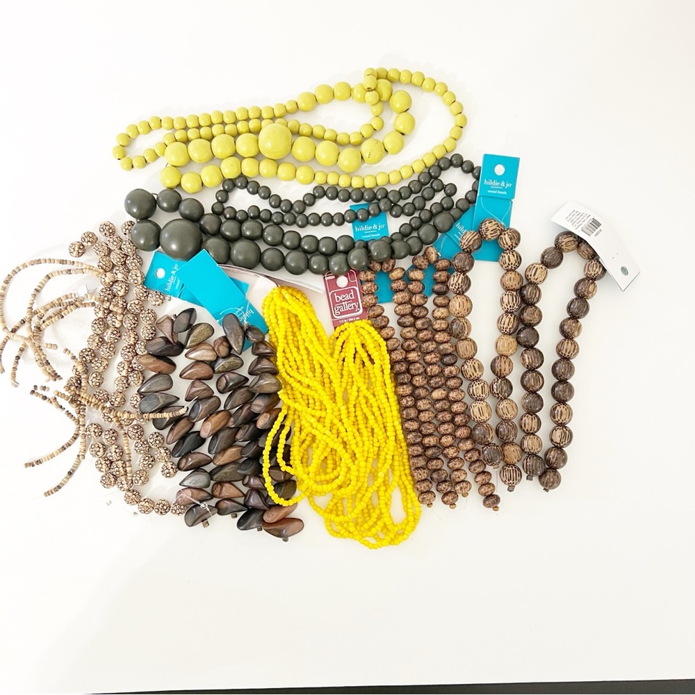Bundle Lot of Wooden Beads for Jewelry Making and Crafts